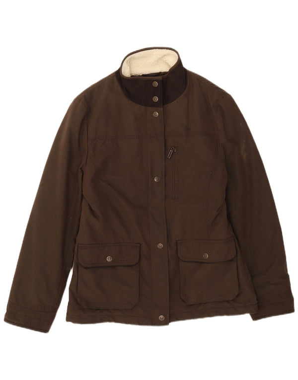 Crew Clothing Womens Sherpa Waxed Cotton Jacket UK 12 Medium Khaki