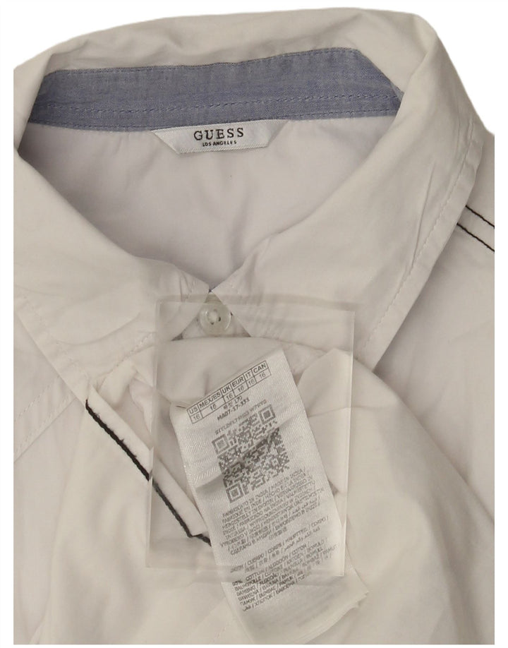 Guess Chemise Femme UK 16 Large Blanc Coton