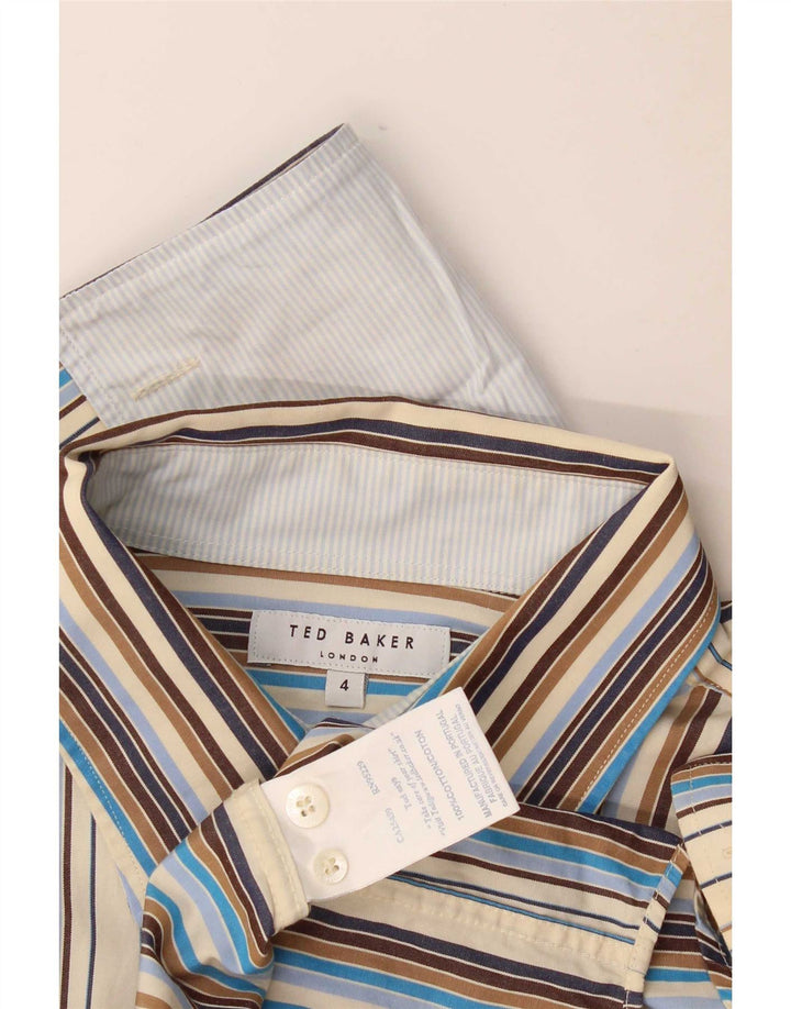 Ted Baker Chemise formelle pour homme Taille 4 Grand coton rayé multicolore