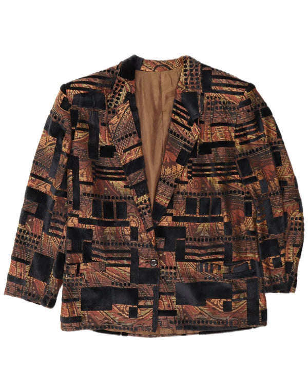 vintage Femmes 1 Bouton Blazer Veste UK 16 Grand Multicolore Géométrique