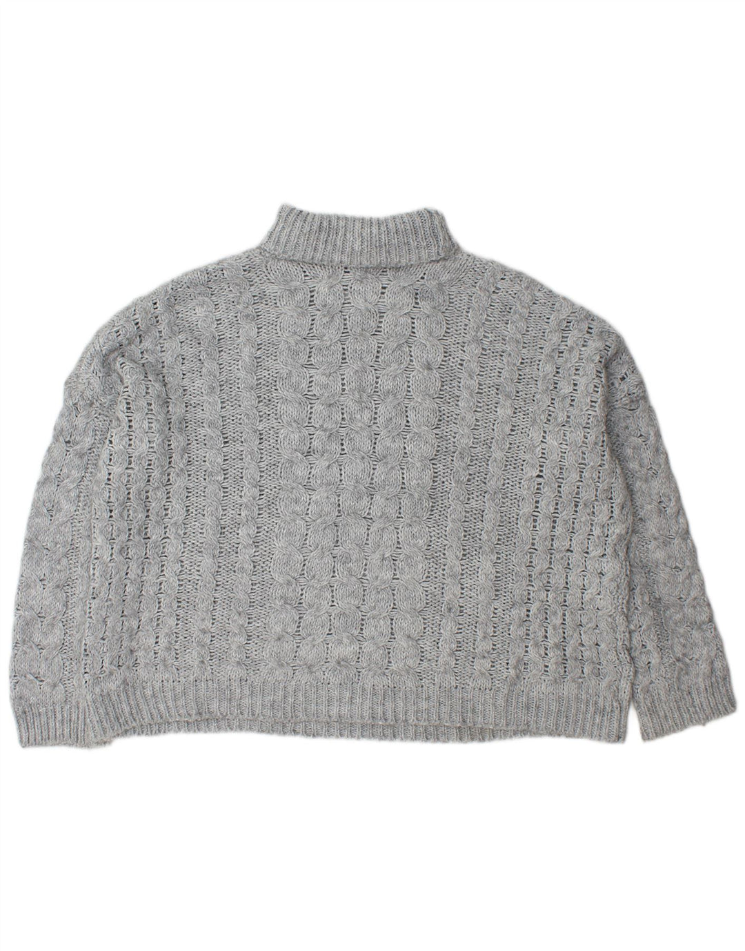 Zara Pull surdimensionné à col roulé pour femme UK 14 Acrylique gris moyen