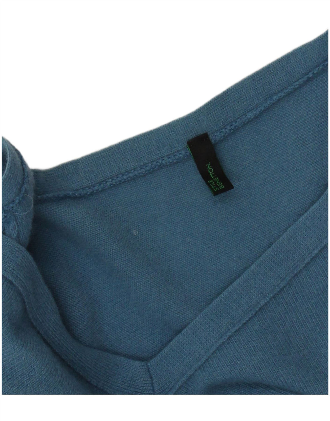 Benetton Pull asymétrique à col en V pour femme UK 10 Small Bleu