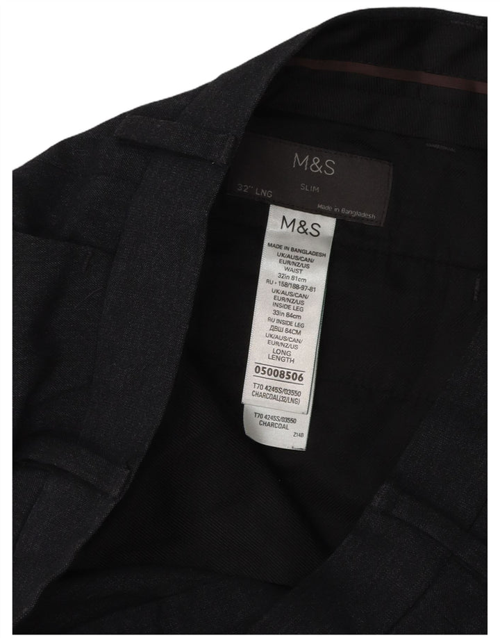 Marks & Spencer Pantalon Chino Slim Homme W32 L33 Gris Polyester