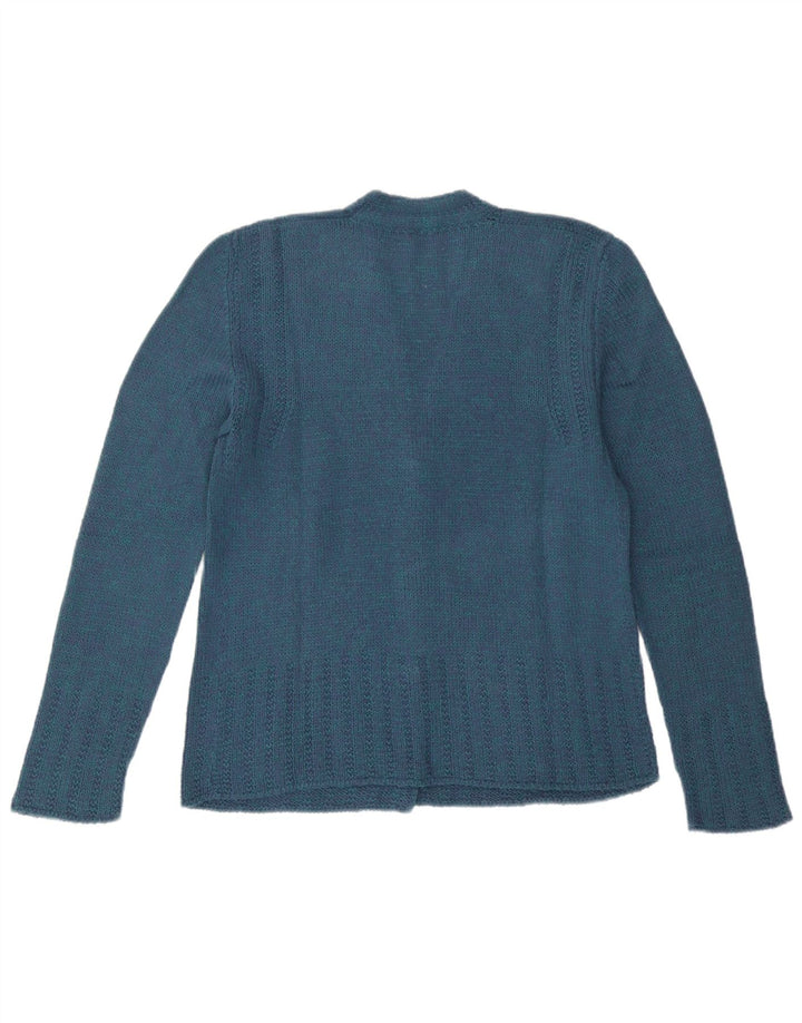 vintage Femme Cardigan Pull UK 12 Bleu Moyen