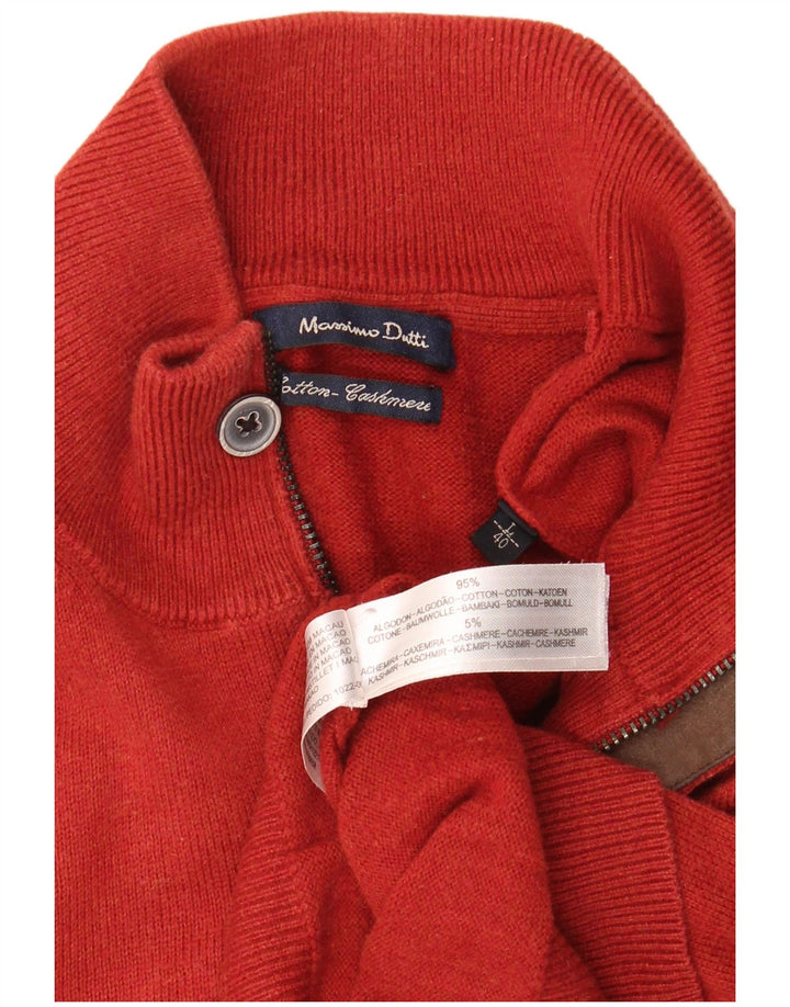 MASSIMO DUTTI Pull col zippé homme grand rouge coton