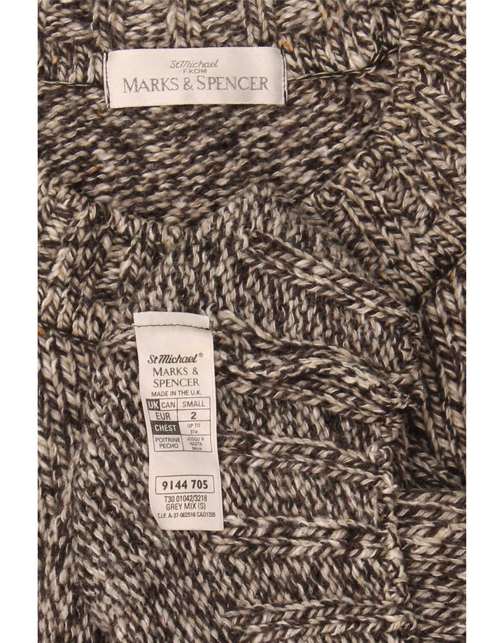 Marks & Spencer Pull à col rond pour homme en laine mouchetée gris petit