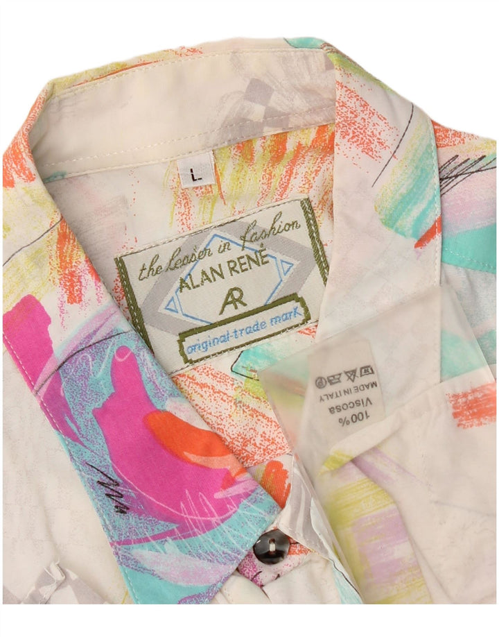 Chemise à manches courtes vintage pour hommes grande viscose géométrique multicolore