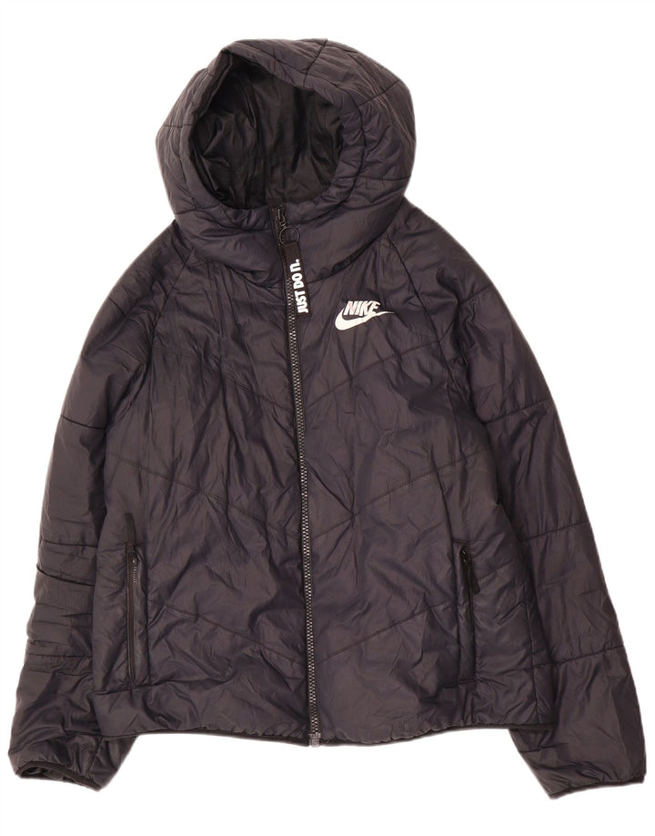 Nike Veste matelassée à capuche pour femme UK 14 Polyester noir moyen