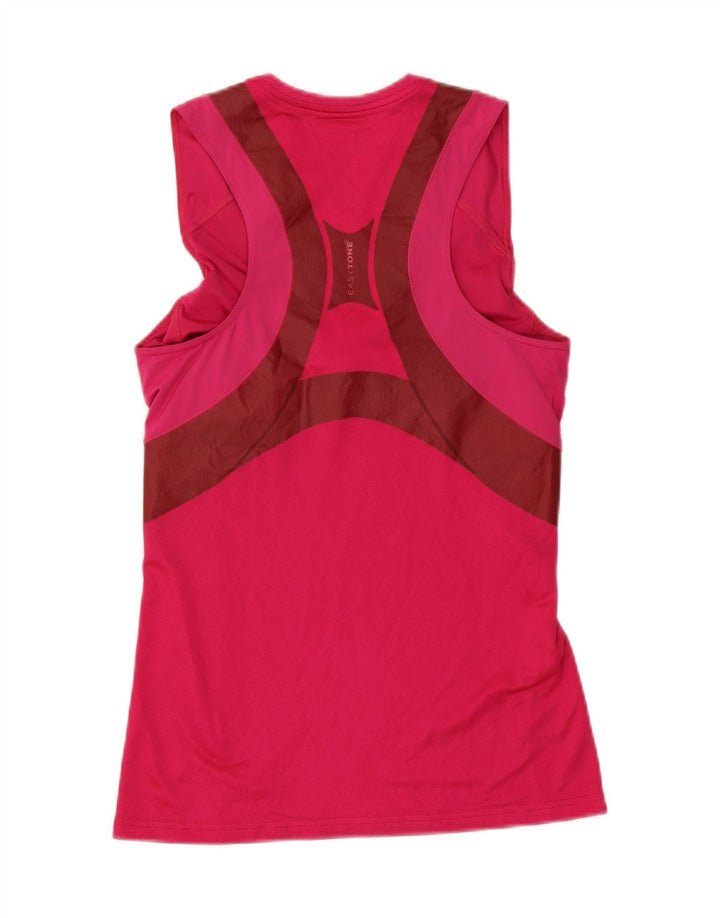 REEBOK Womens Vest Top UK 14 Large Pink Colourblock
