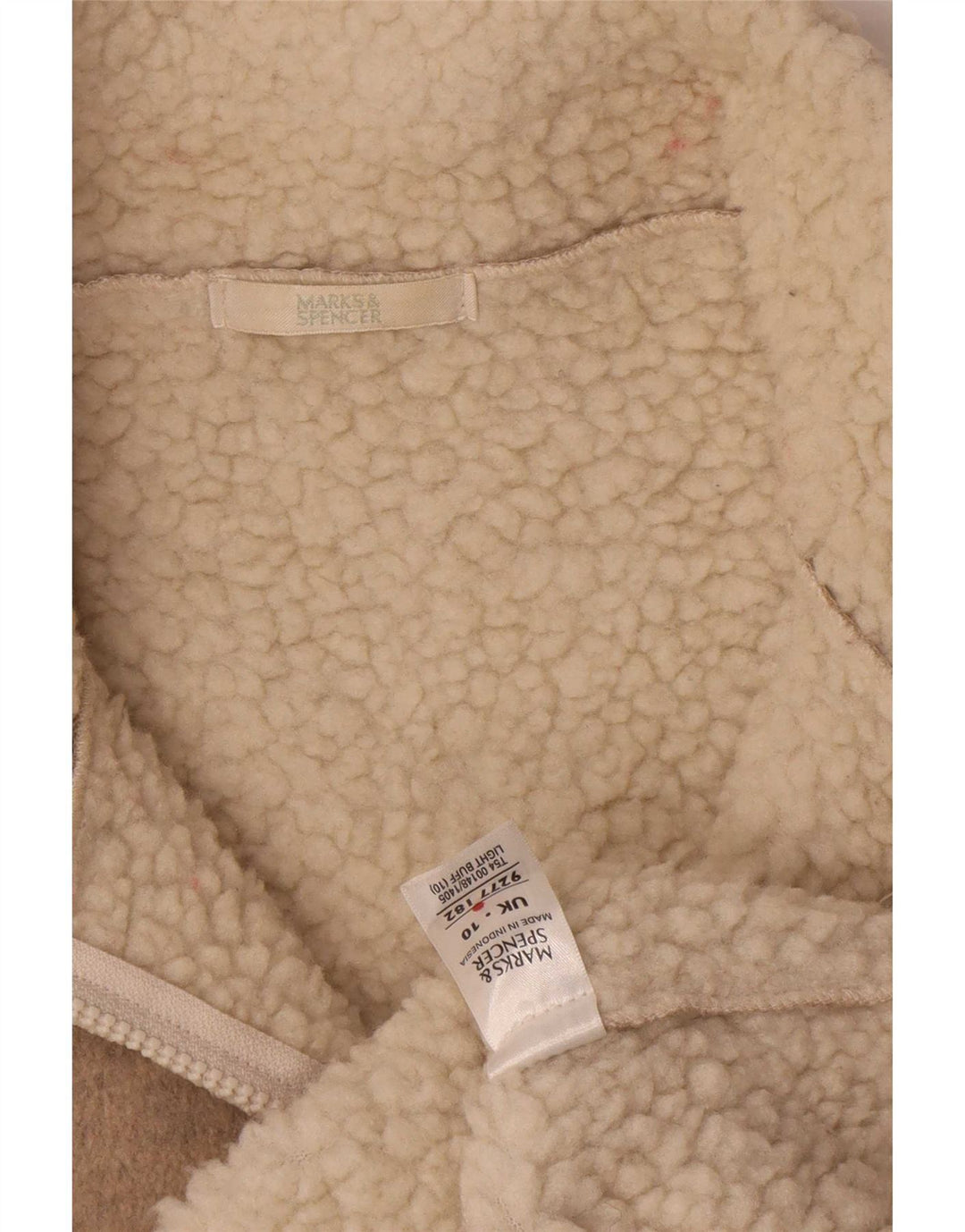 Marks & Spencer Manteau Sherpa surdimensionné pour femme UK 10 Petit beige moucheté