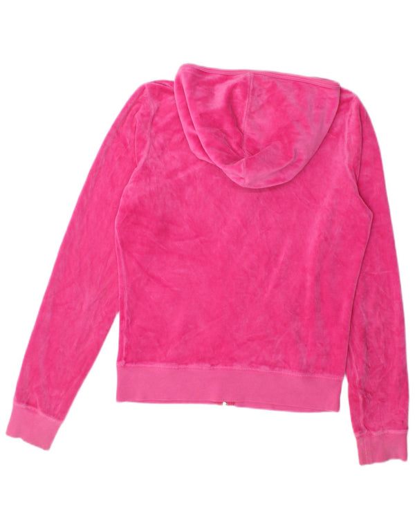 Juicy Couture Pull à capuche zippé pour femme UK 14 Grand coton rose