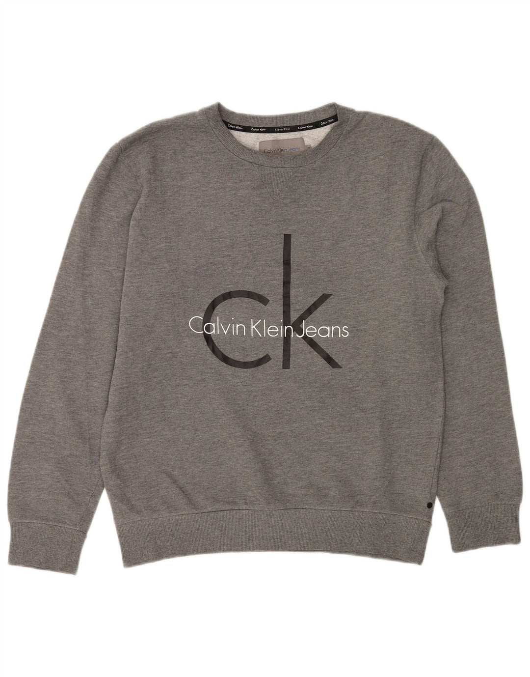 Calvin Klein Jeans Sweat-Shirt Graphique Homme Gris Moyen Moucheté