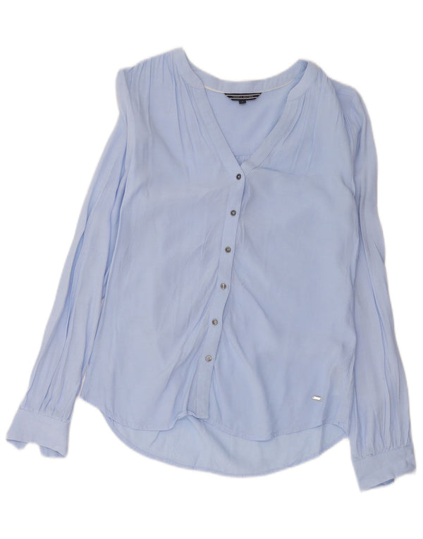 Tommy Hilfiger Chemise Chemisier US 4 Small Bleu Viscose Femme