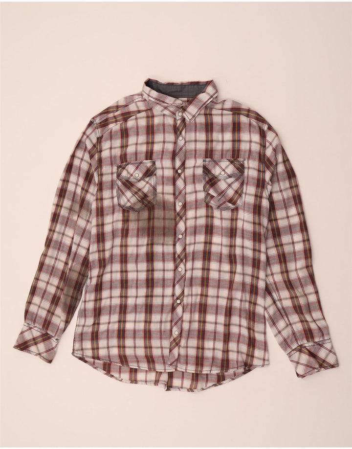 BKE Chemise en flanelle à carreaux pour homme XL en coton à carreaux bordeaux