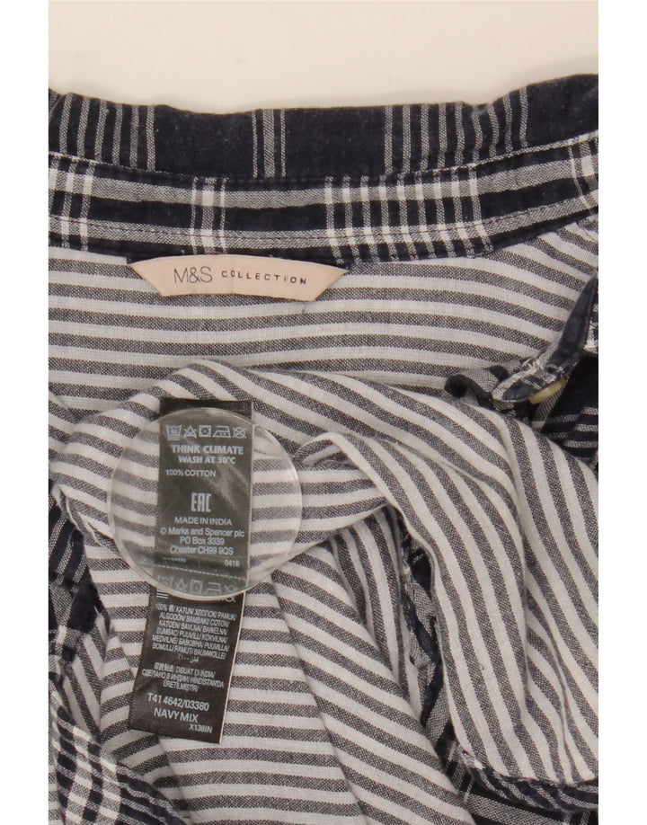 Marks & Spencer Chemise surdimensionnée pour femme UK 8 Petit coton à carreaux bleu marine