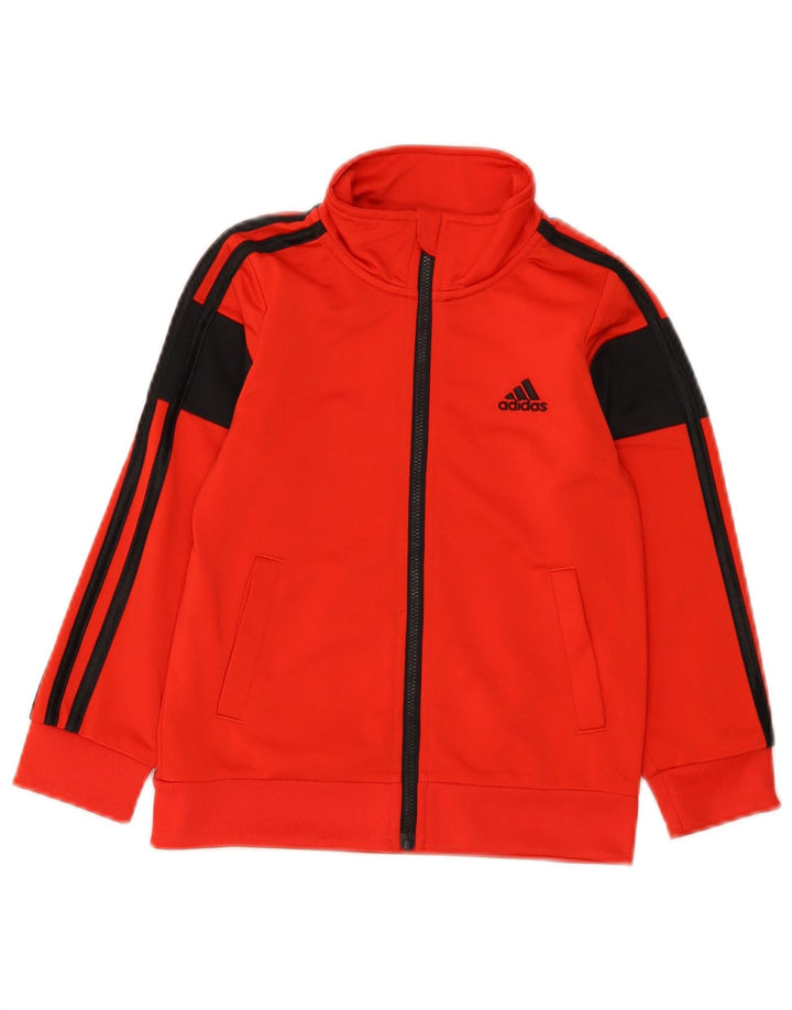 Adidas Veste de Survêtement Garçon 4-5 Ans Rouge Colorblock Polyester
