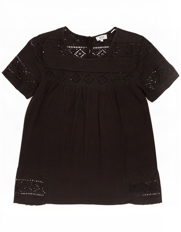 Fat Face Chemisier Femme Top UK 10 Petit Coton Floral Noir