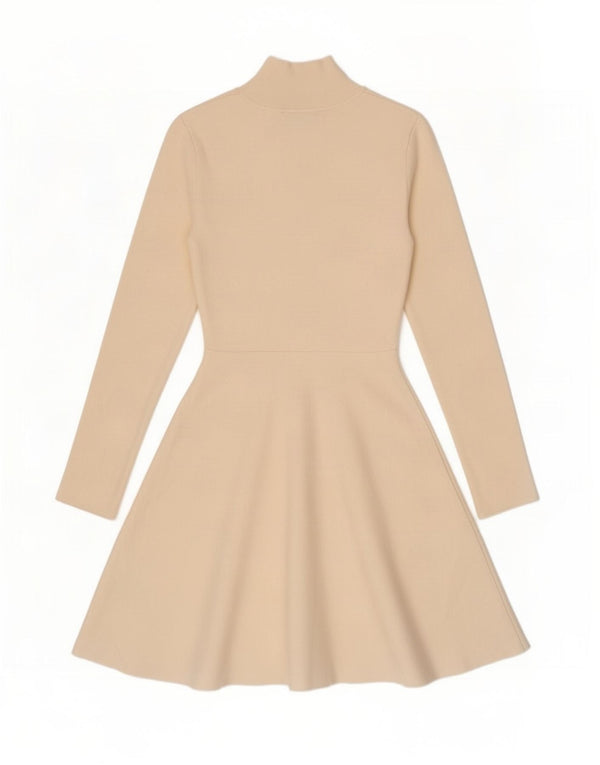 Zara Robe pull à manches longues pour femme UK 8 Petite Viscose Jaune