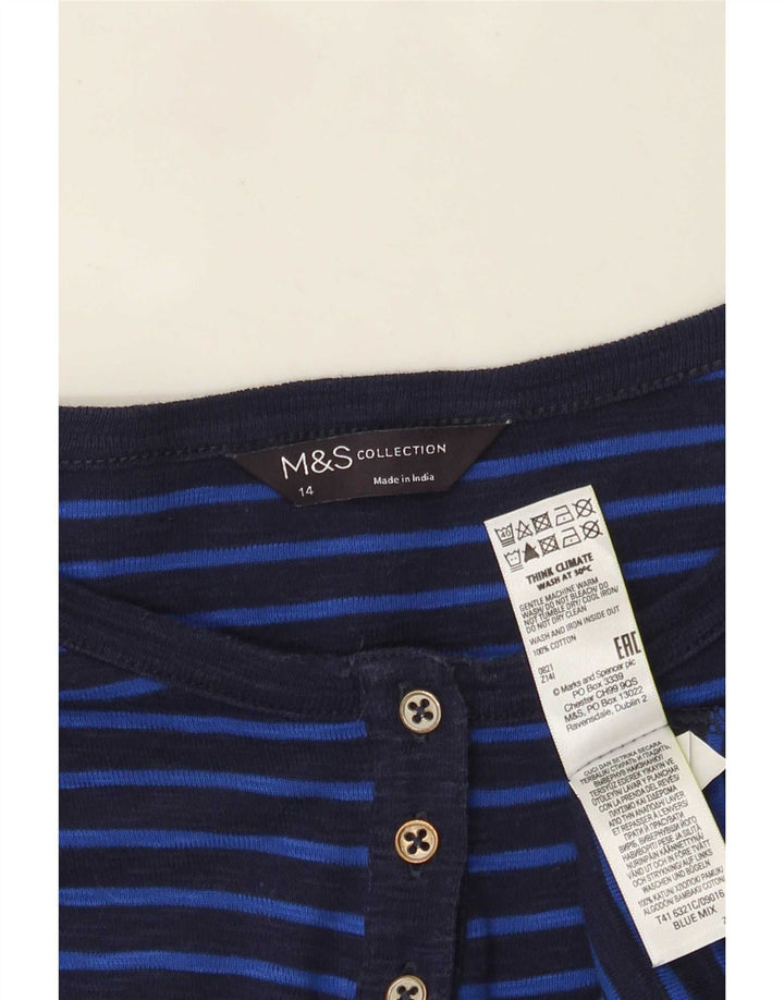 Marks & Spencer Haut à manches longues pour femme UK 44 Bleu marine moyen rayé