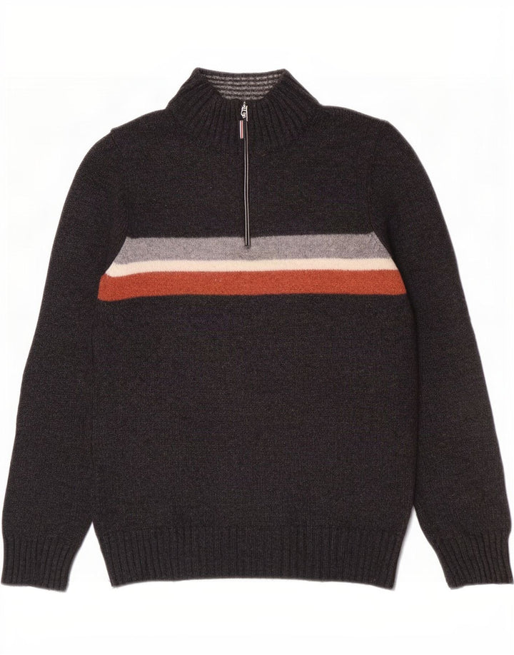 Marks & Spencer Pull bleu Harbor à col zippé pour homme, petit gris