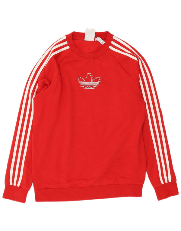 Adidas Sweat-shirt graphique pour homme en coton rouge Taille S