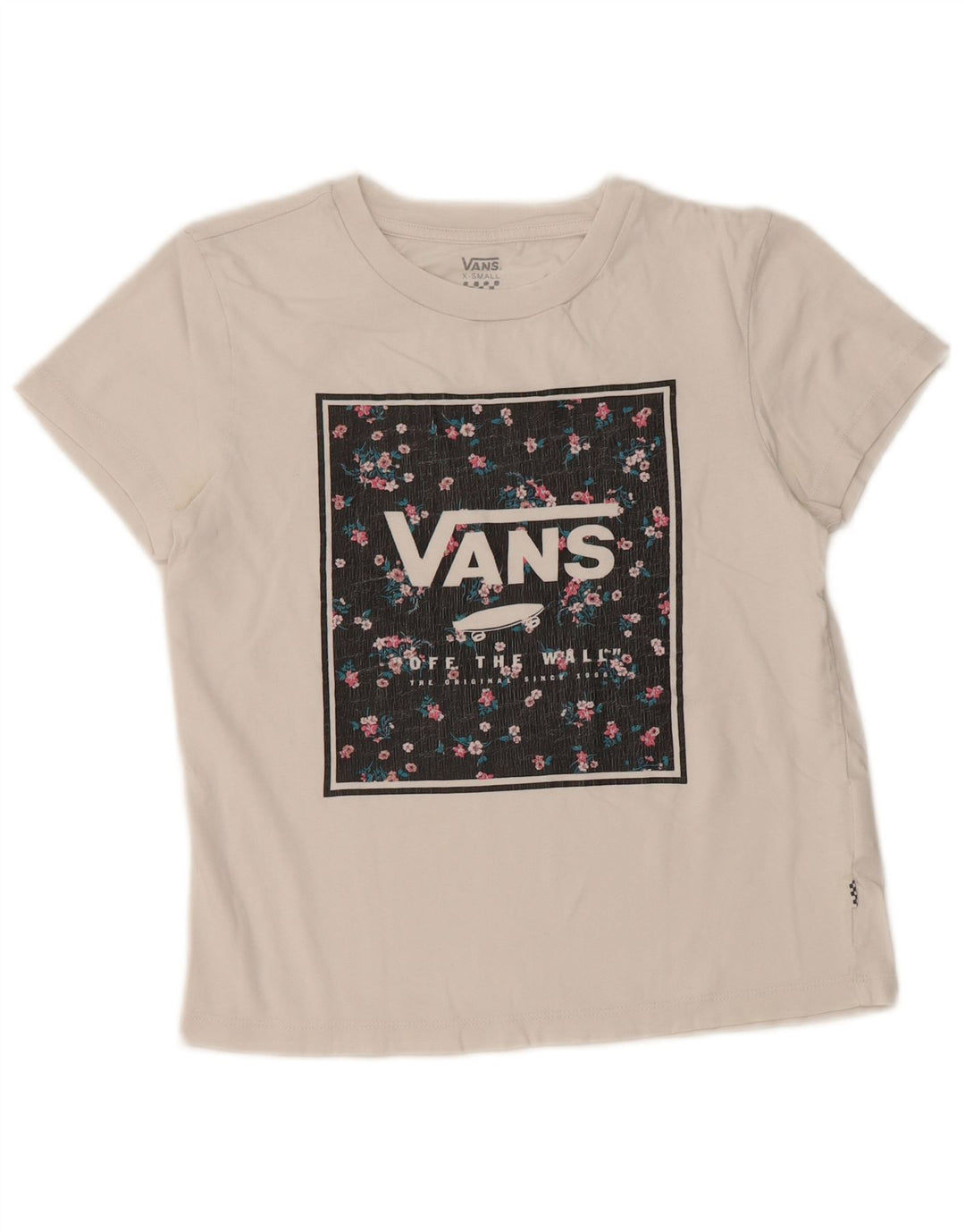 VANS Femmes Crop Graphic T-Shirt Top UK 6 XS Blanc Coton