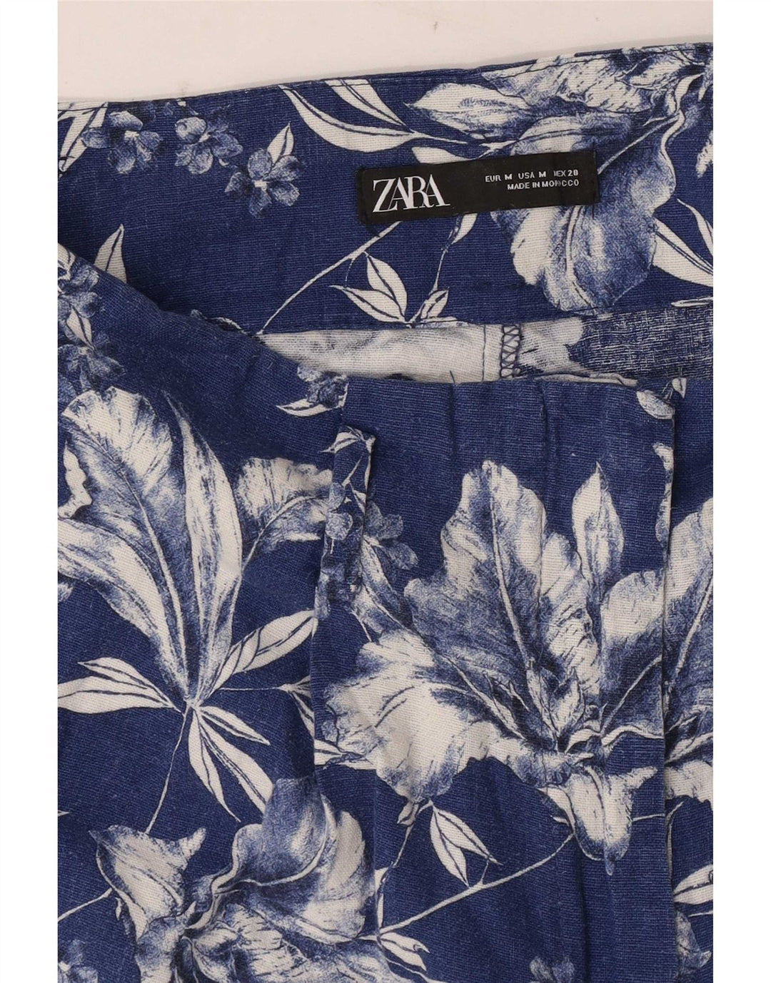 Zara Pantalon chaud taille haute pour femme Medium W28 Bleu floral