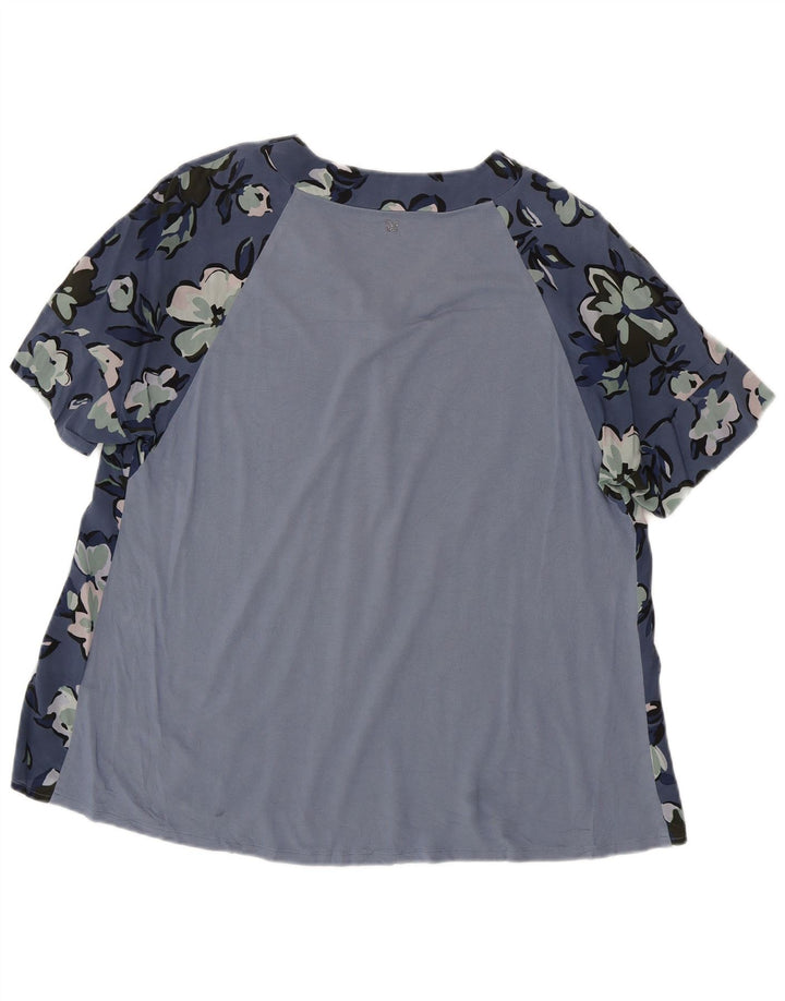 Max Mara Womens Weekend Blouse Top UK 18 XL Bleu Marine Soie Florale