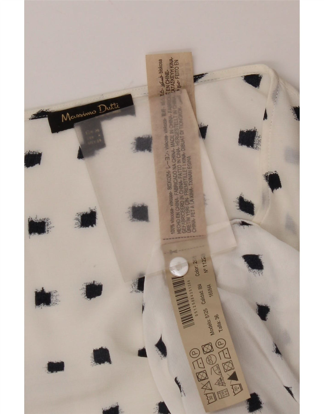 Massimo Dutti Chemisier à manches longues pour femme EU 36 XS Blanc à pois