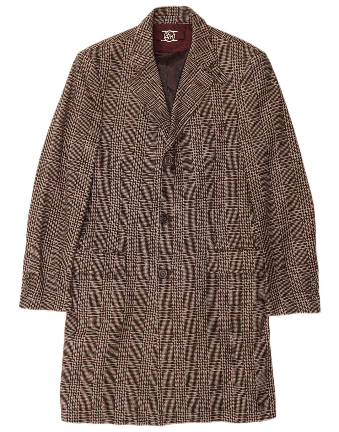 Zara Pardessus homme UK 38 Viscose pied-de-poule marron moyen