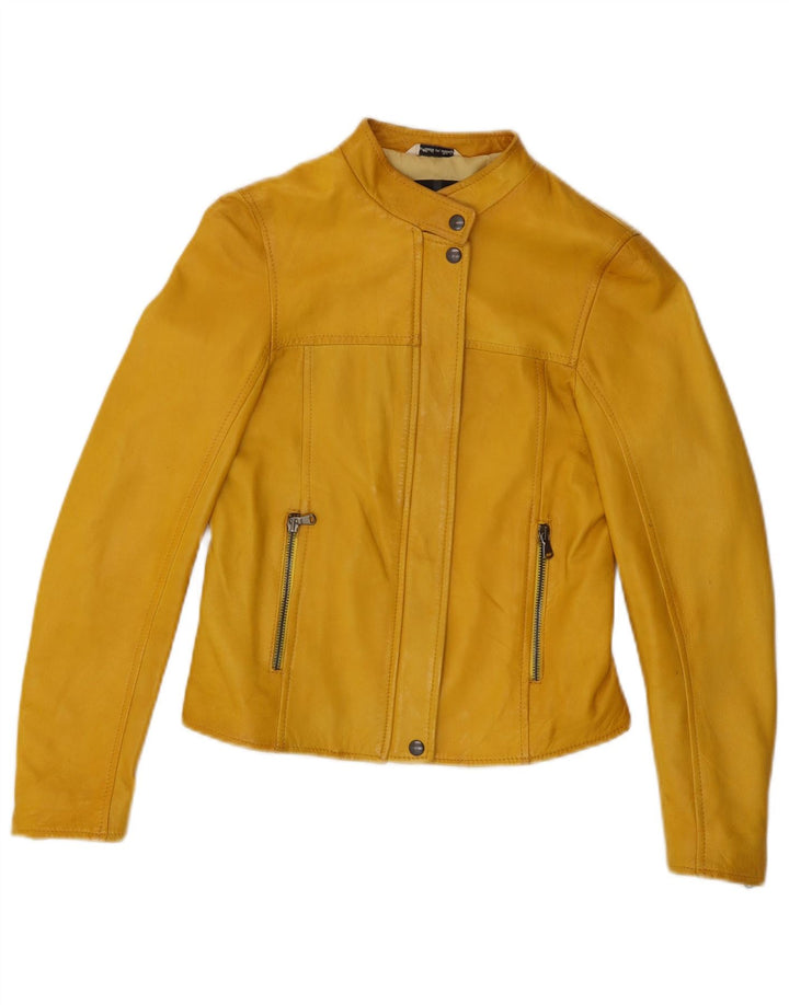 Bayside Veste de motard en cuir pour femme IT 44 Cuir jaune moyen