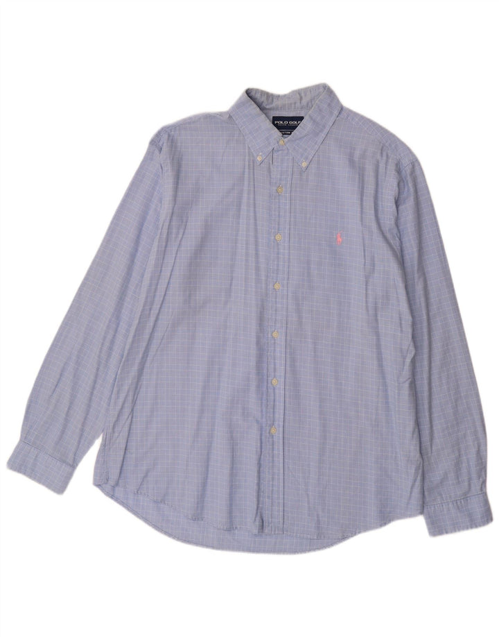 RALPH LAUREN Mens Custom Fit Shirt XL Blue Check Cotton