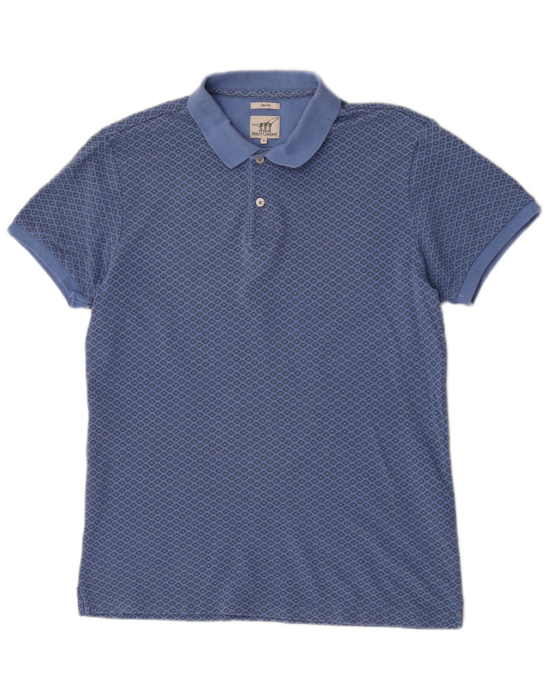 Henry Cottons Polo Slim Fit Homme Bleu Moyen Géométrique