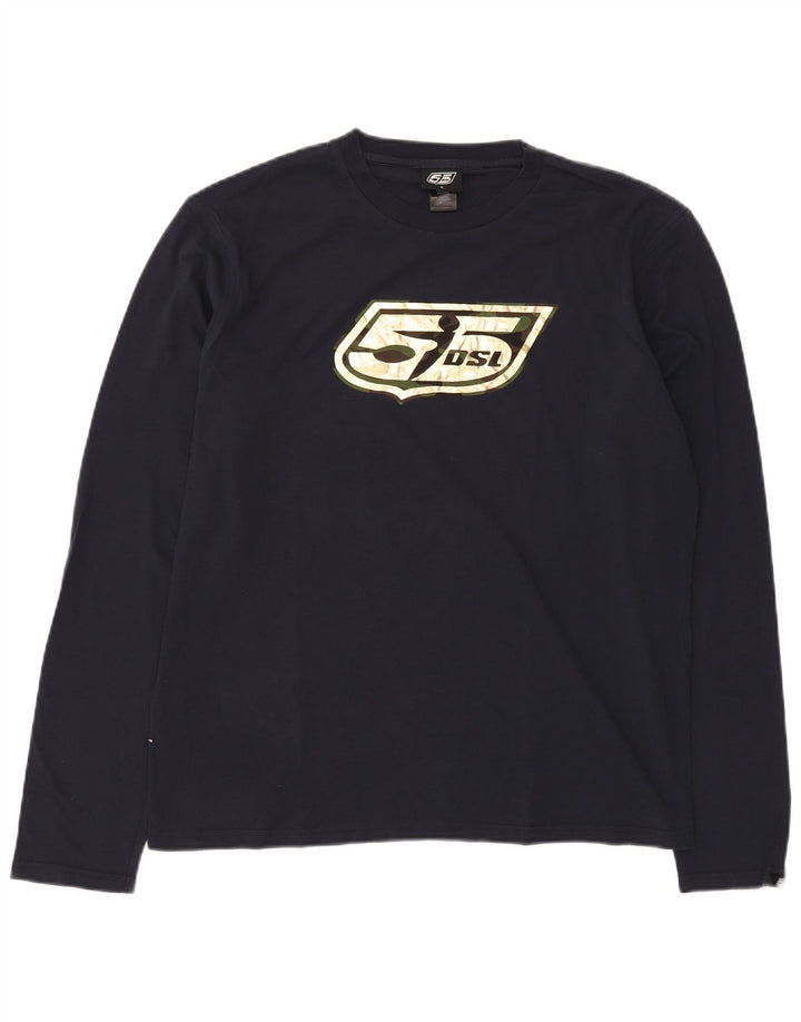 DIESEL Haut Graphique Homme Manches Longues XL Bleu Marine Coton