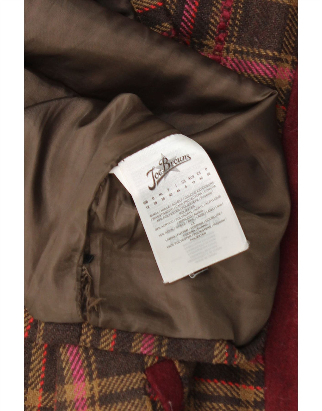 JOE BROWNS Mini jupe femme UK 12 Medium W32 marron à carreaux acrylique