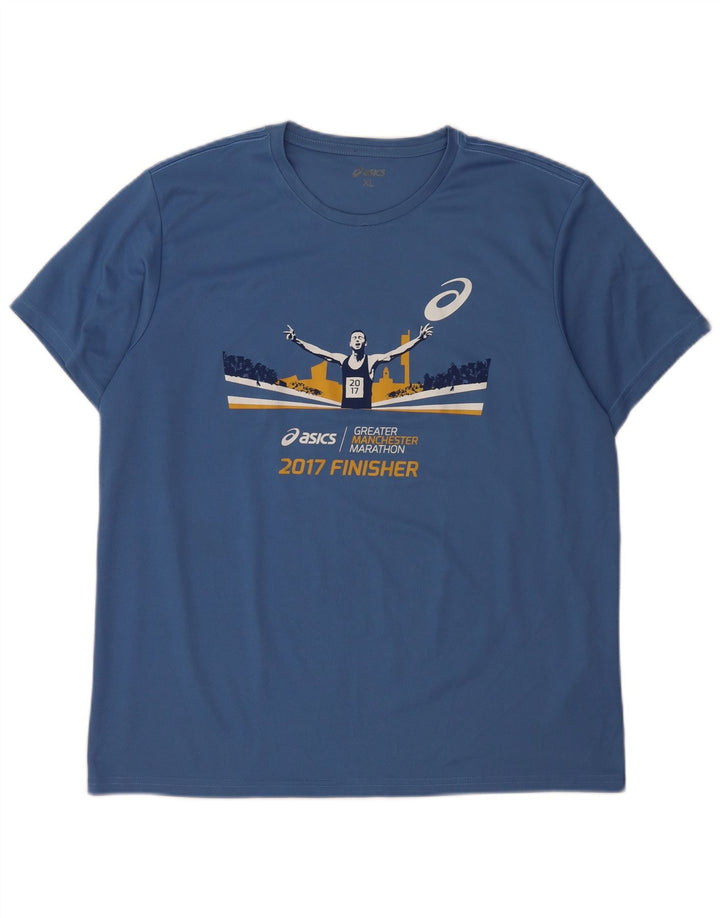 Asics T-Shirt Graphique Homme Top XL Bleu Polyester