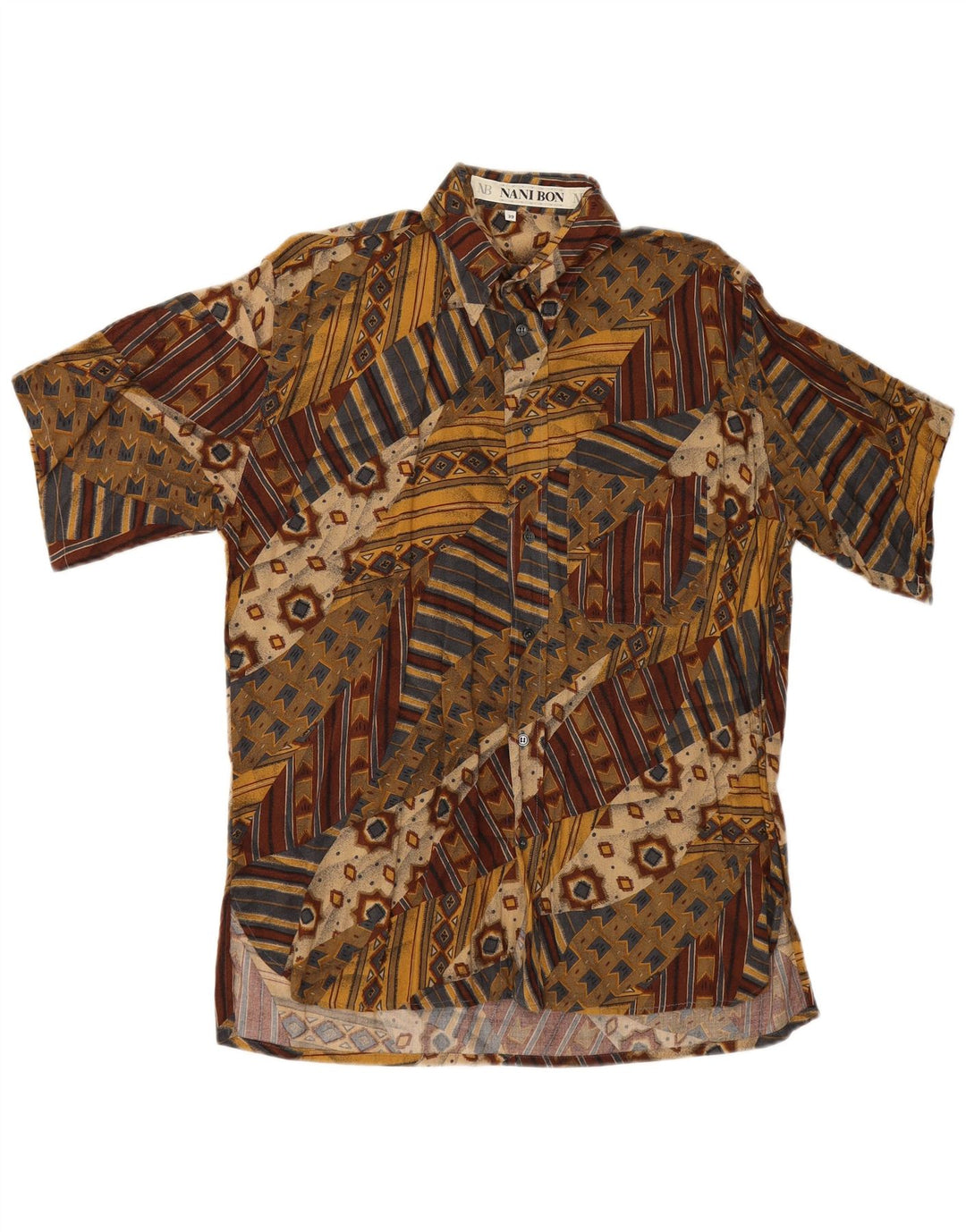 NANI BON Chemise à manches courtes homme taille 39 moyen multicolore géométrique