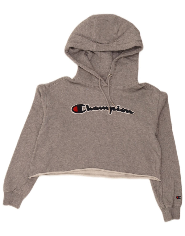 Champion Pull à capuche court surdimensionné pour femme UK 10 Petit Gris Moucheté