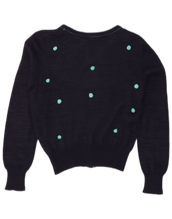 GIUSI SLAVIERO Pull Cardigan Femme IT 42 Bleu Marine Moyen Taché