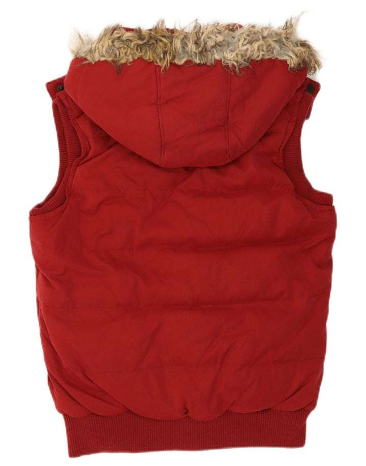 Fat Face Gilet rembourré à capuche pour femme UK 8 Small Rouge Polyester