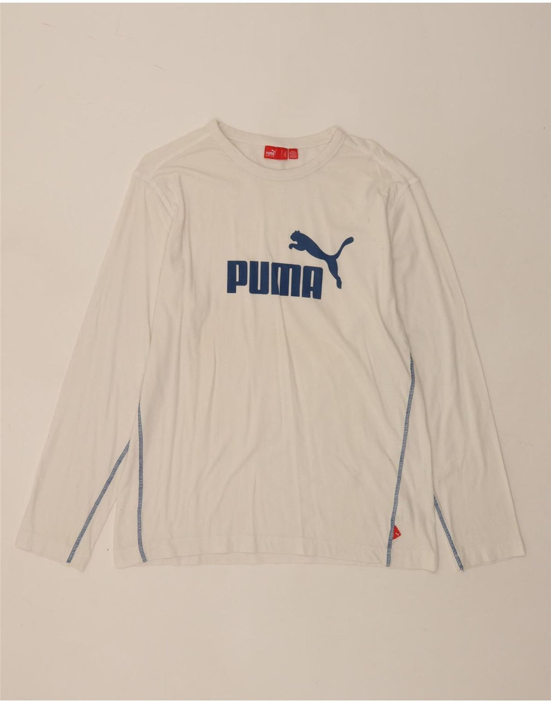 PUMA Haut graphique à manches longues pour hommes en coton blanc moyen