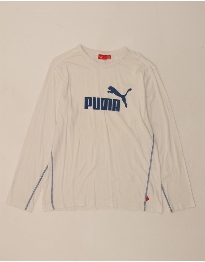 PUMA Haut graphique à manches longues pour hommes en coton blanc moyen