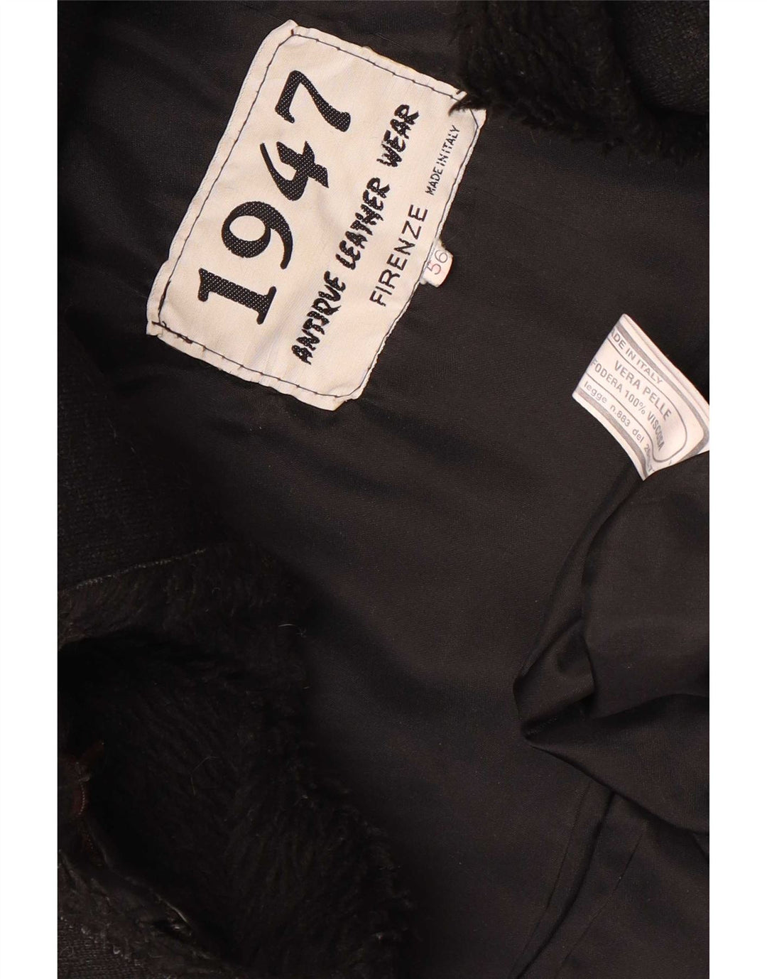 Veste en cuir militaire vintage pour hommes IT 56 3XL Cuir noir