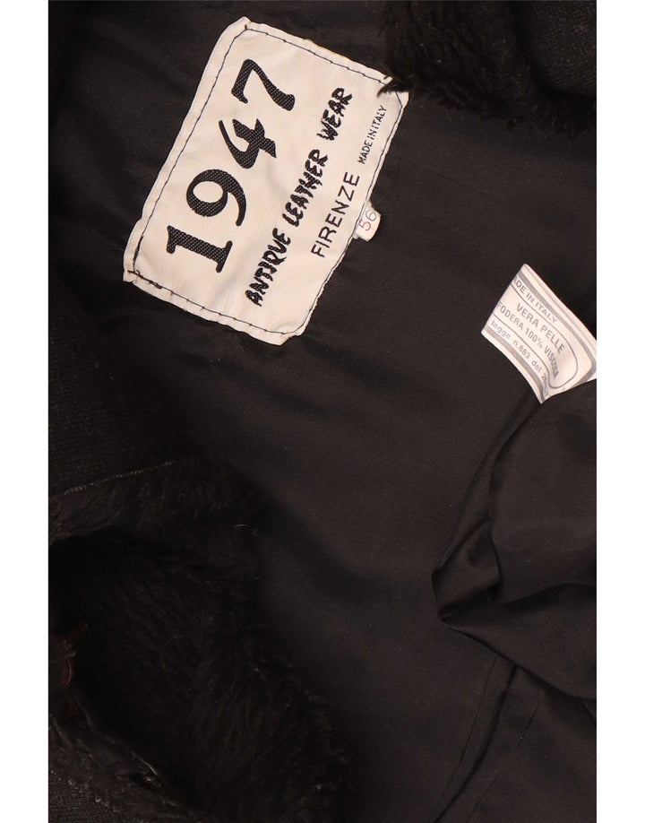Veste en cuir militaire vintage pour hommes IT 56 3XL Cuir noir