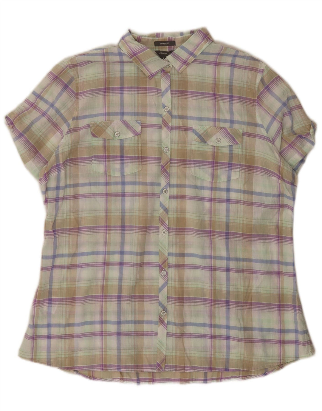 EDDIE BAUER Chemise Shaped Fit pour femme UK 18 XL Carreaux multicolores