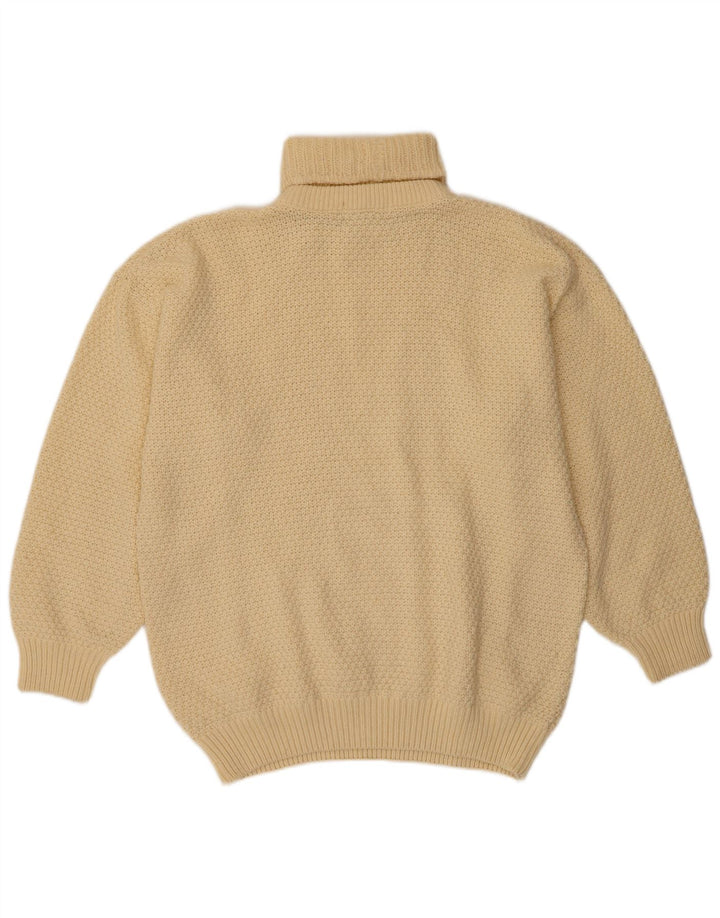 VINTAGE Femme Roll Neck Jumper Pull UK 18 XL Off White Laine