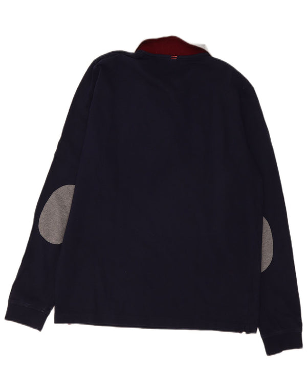 Sun68 Polo à manches longues pour homme XL en coton color block bleu marine