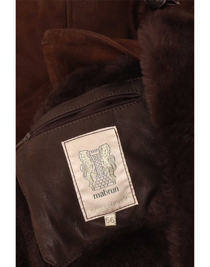 Mabrun Veste en peau de mouton pour homme IT 56 3XL Marron