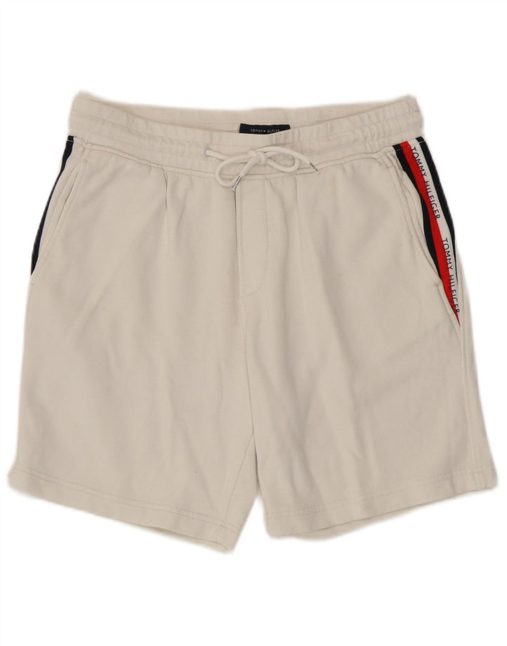 TOMMY HILFIGER Short de Sport Graphique Homme Blanc Moyen Coton