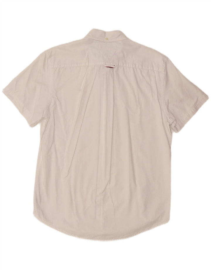 TOMMY HILFIGER Chemise à manches courtes pour homme Large Blanc Coton